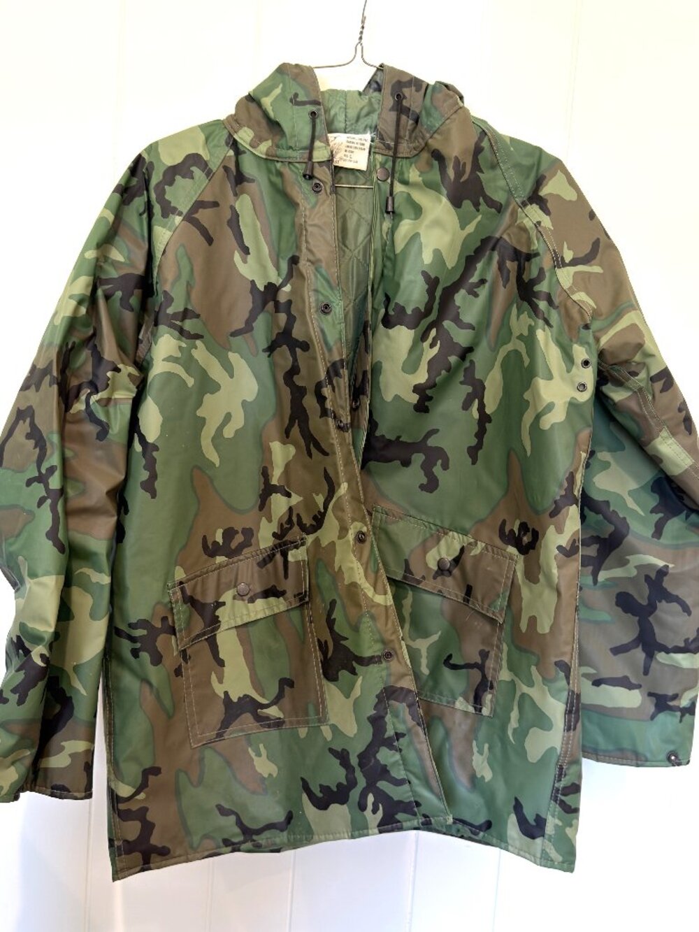 Duck Bay Camo Rain Jacket Mens Waterproof Hooded Quilted Parka Large